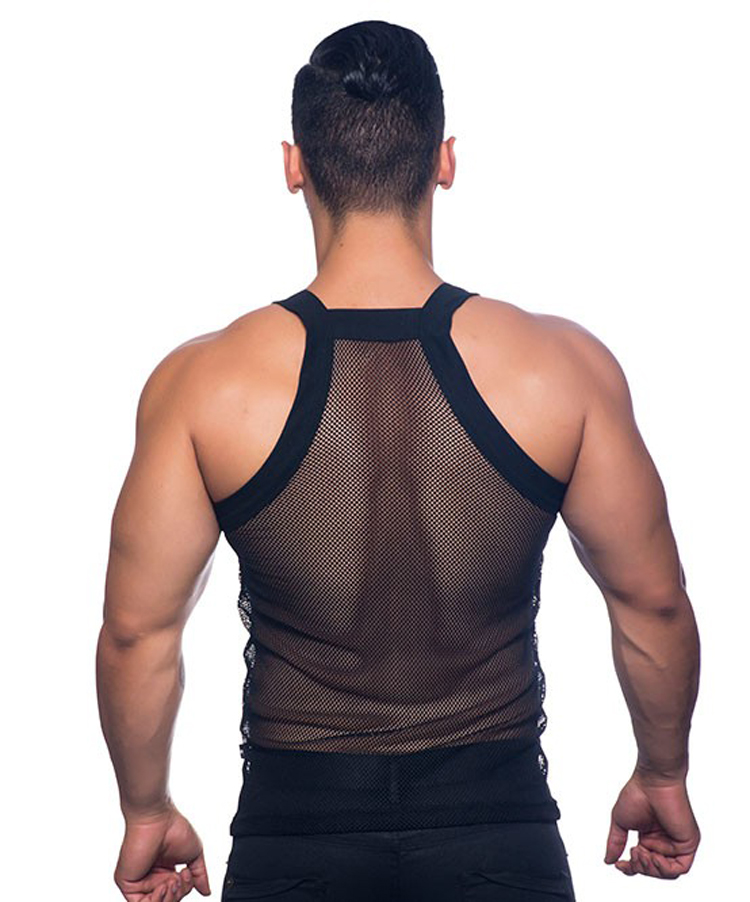 Title 2, Mens sexy wide-brimmed mesh vest