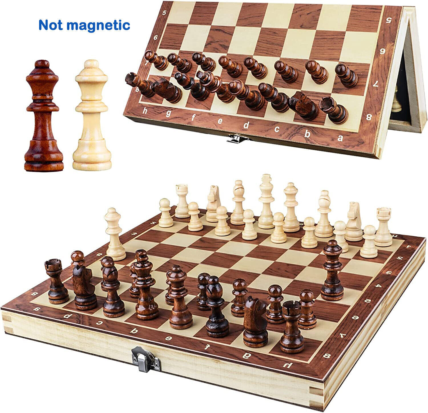 Large Chess Wooden Set Folding Chessboard Pieces Wood Board Chess Board 30x30cm