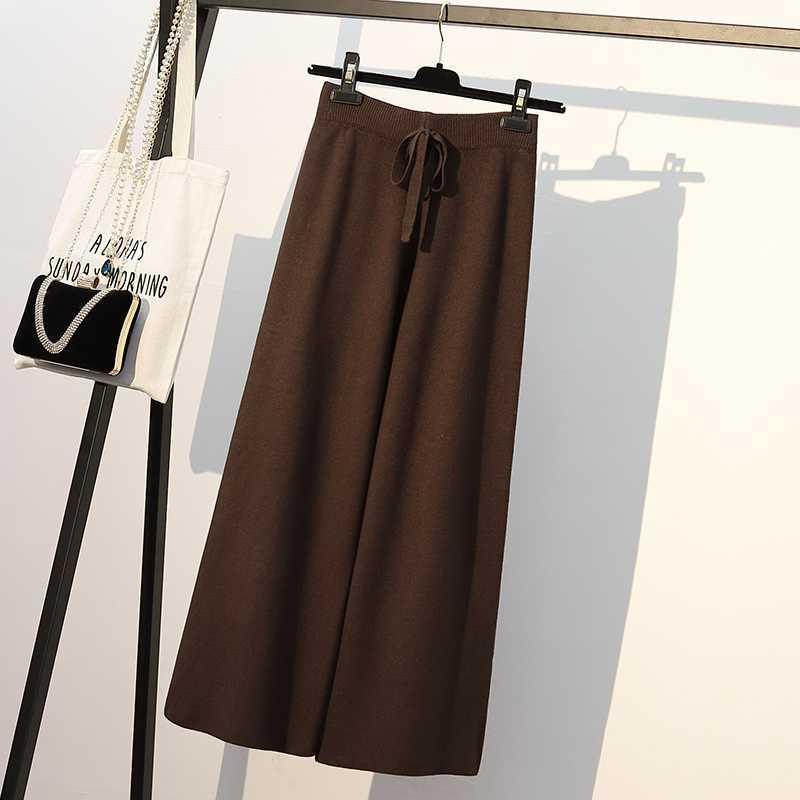 Title 2, High Waist Drape Split Autumn Knitted Pants