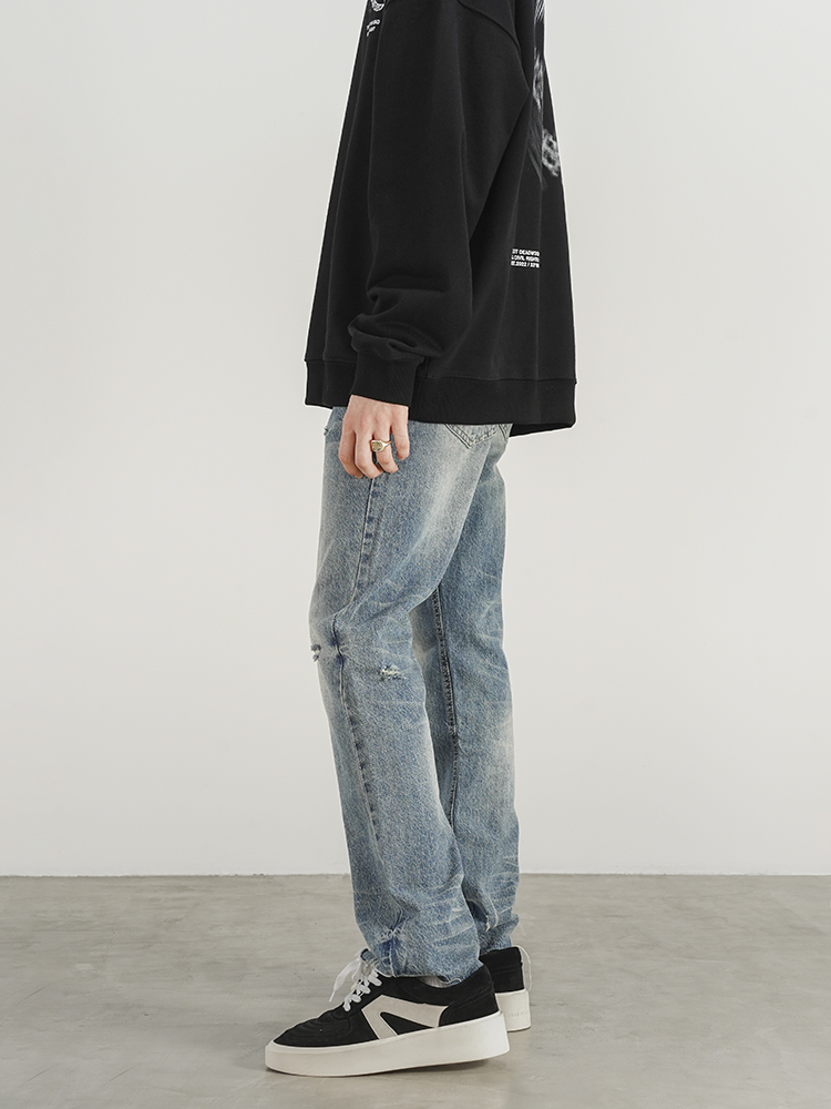 Title 6, Distressed Washed Jeans With Fringe