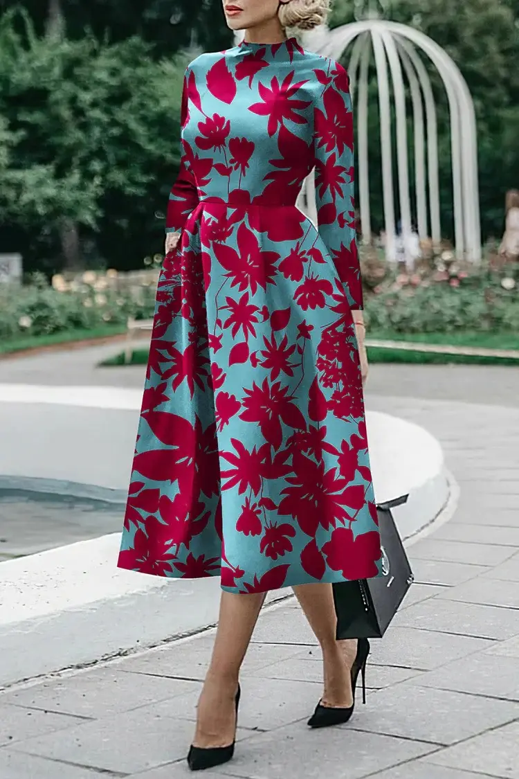 Fashionable And Elegant Long-sleeved Mid-length Dress