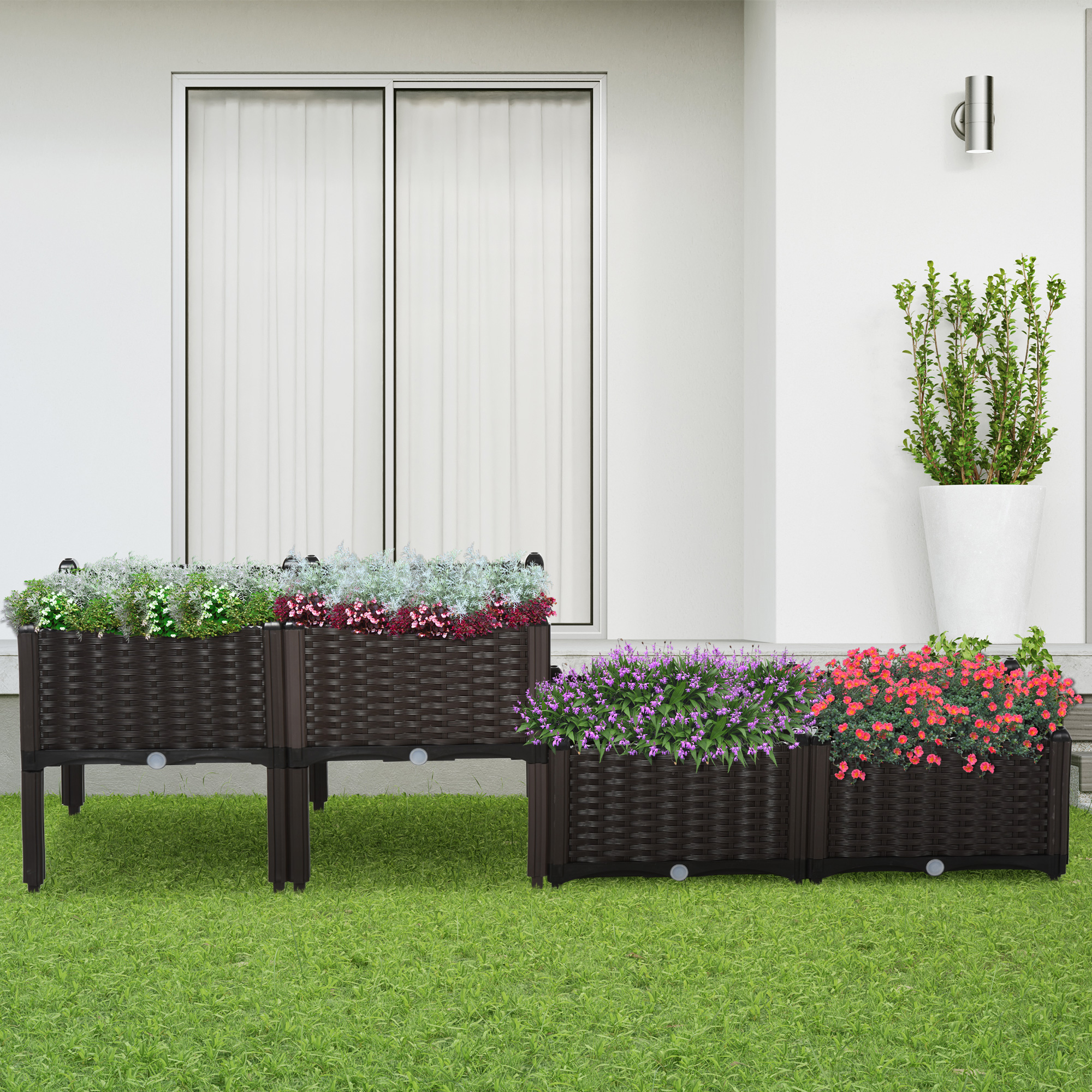Four Piece Set 26L Garden Elevated Flowerpot Planting Box, Made Of PP Material — image 4