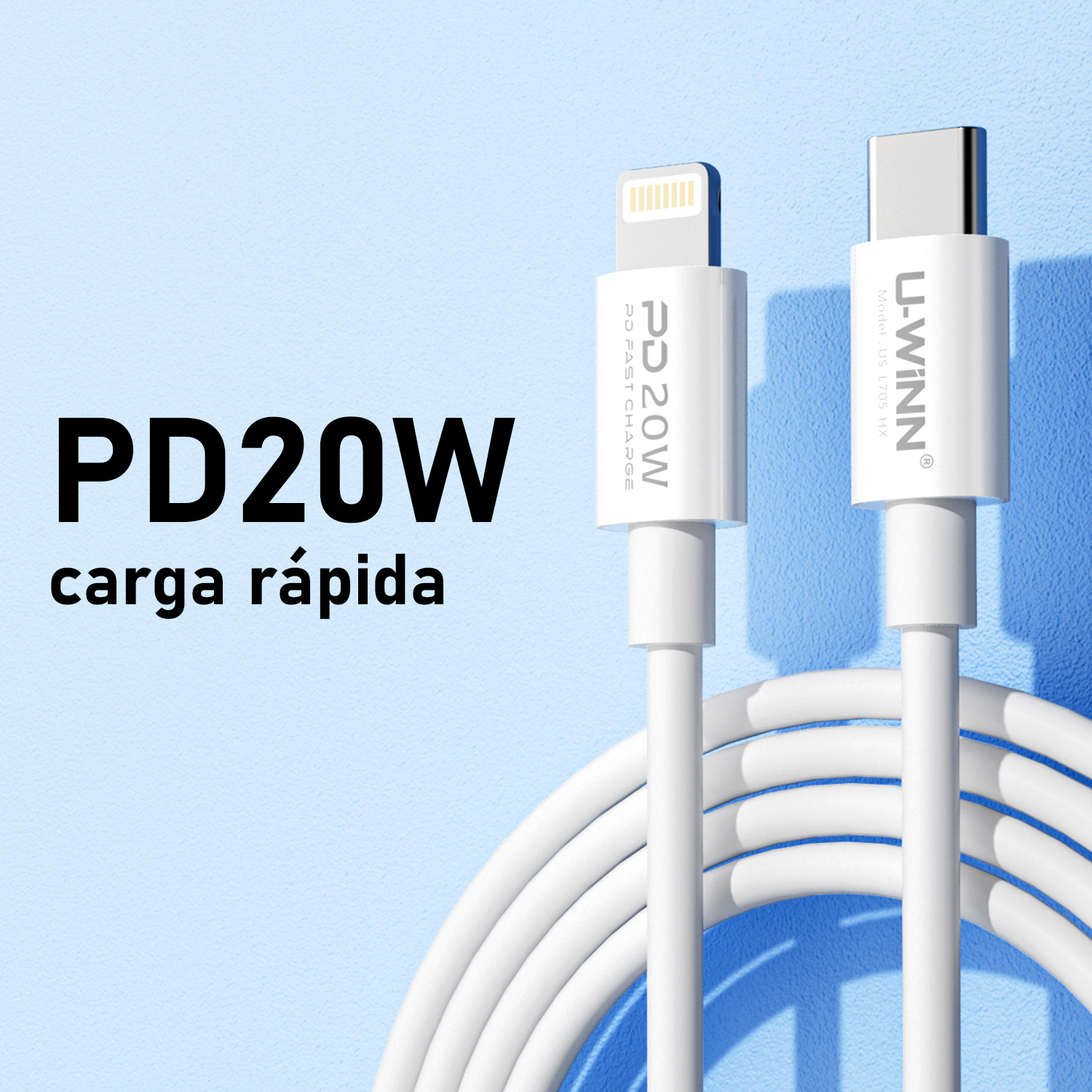 L705 USB-C To Lightning Cable PD 20W 1M White USB 3.0 UWINN