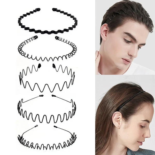 6Pcs Metal Hair Headband Wave Style Hoop Band Comb Sports Hairband Men Women US — foto 4