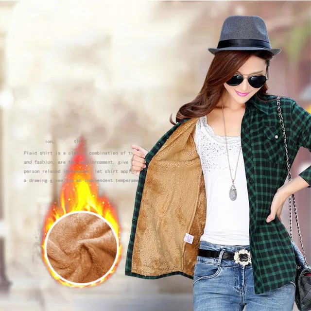 Cotton Fleece Lined Padded Warm Keeping Blouse Green - Shop at LoveMi