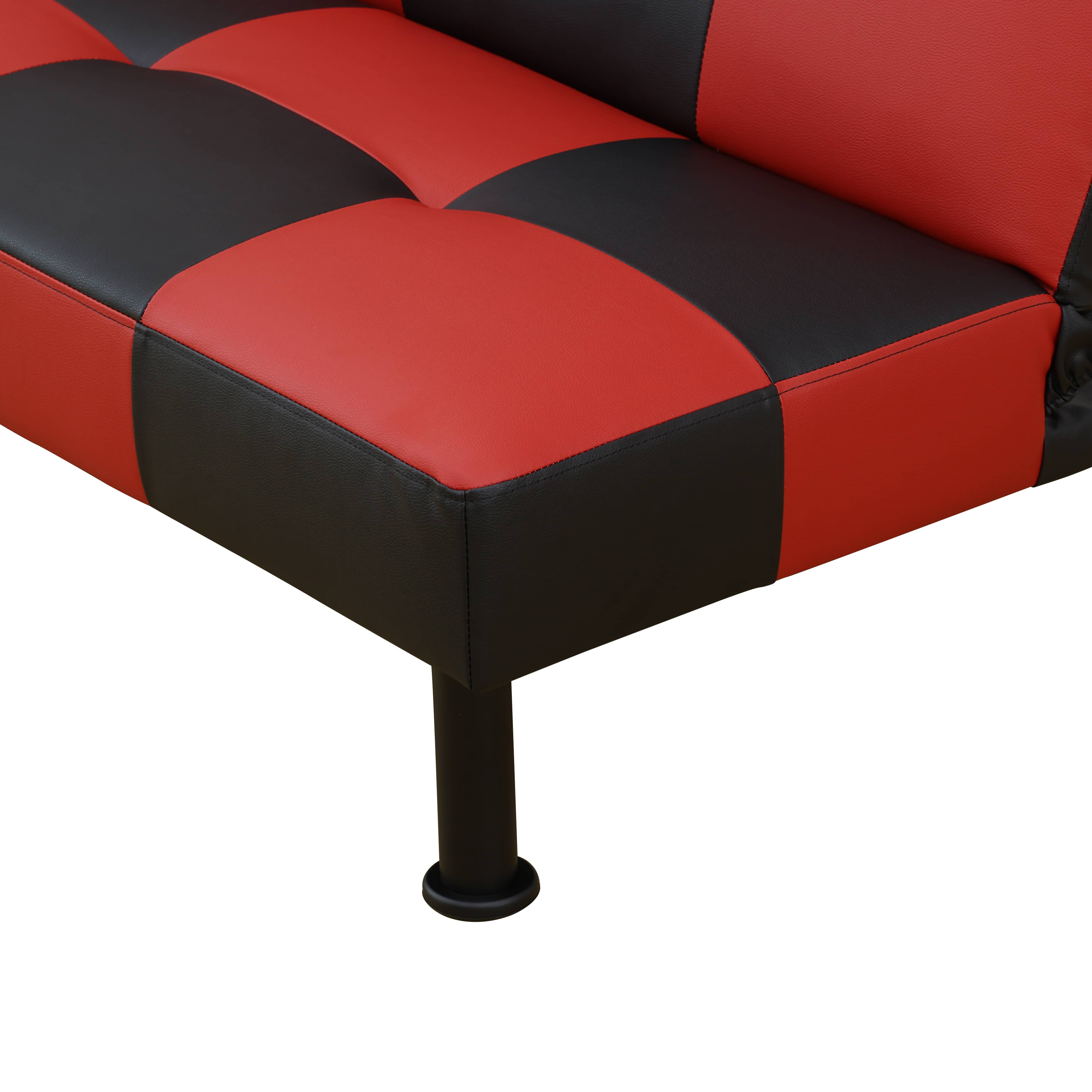 Pickup Only--Red&Black Faux Leather Living Room Sofabed