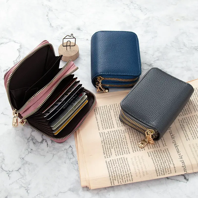 Women's Short Solid Leather Wallet