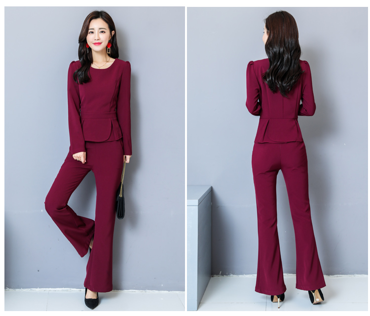 Women's Ruffled Blouse Cropped Trousers Western Style Two-piece