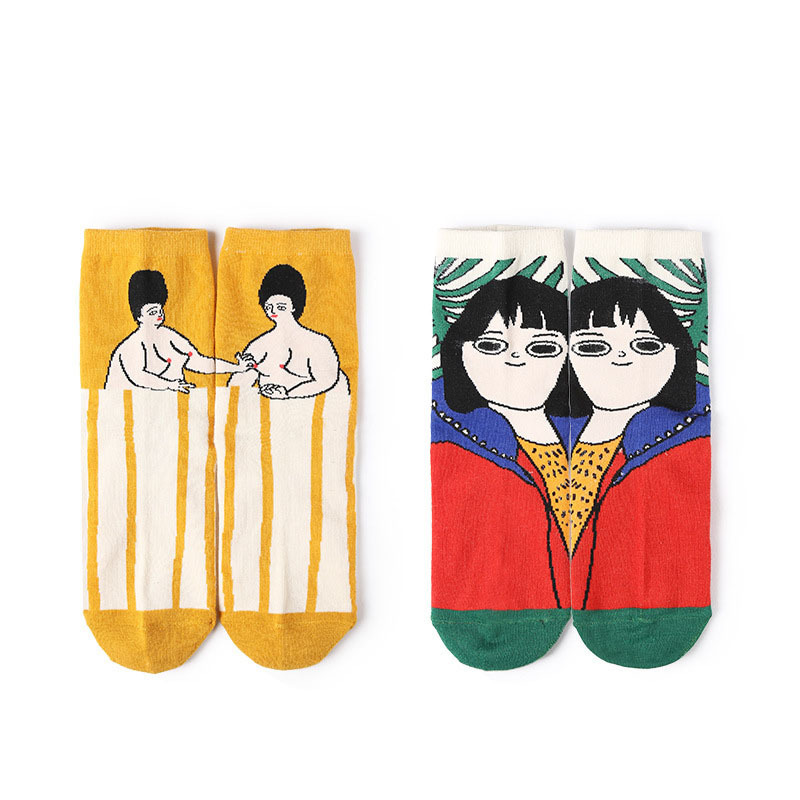 Title 2, New Home Socks, Childlike Illustration Socks, C...