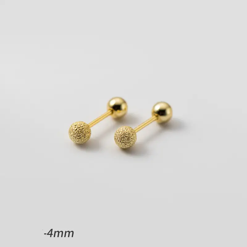 Silver Simple Frosted Thread Bead Stud Earrings For Women