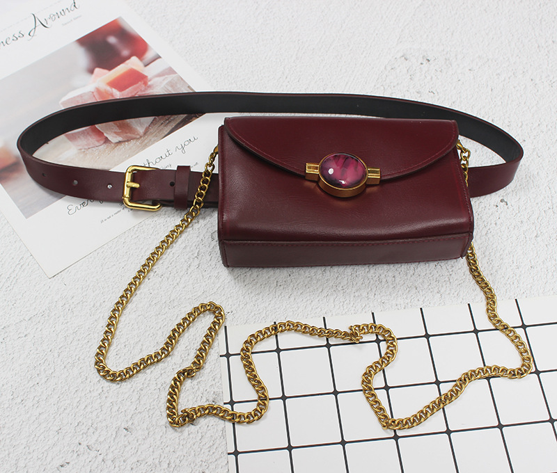 Fashion Double Bread New Limited Ring Half-moon Gemstone Chain Shoulder Bag