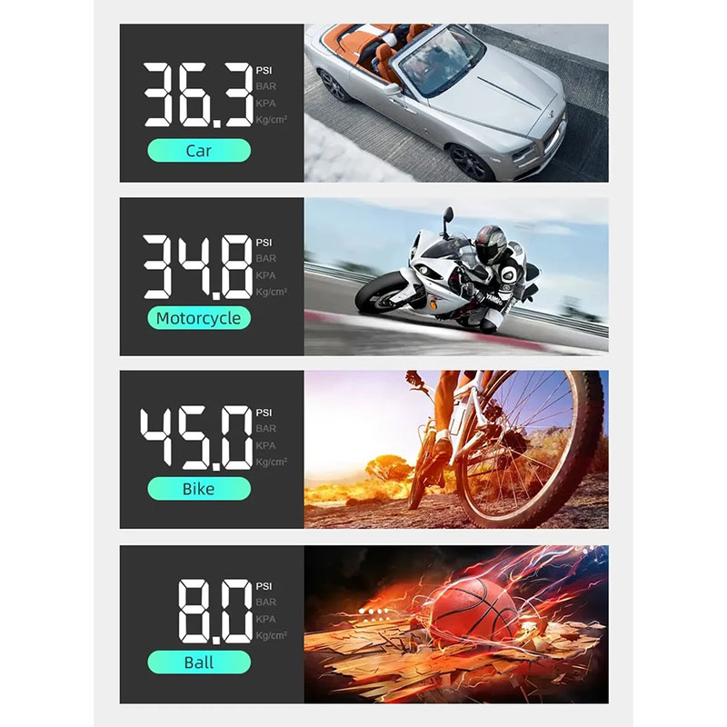 Portable Car Compressor K8 Electric Tire Inflator Air Injector 4000mAh For Car Motorcycle Bicycle Tires Balls — view 5