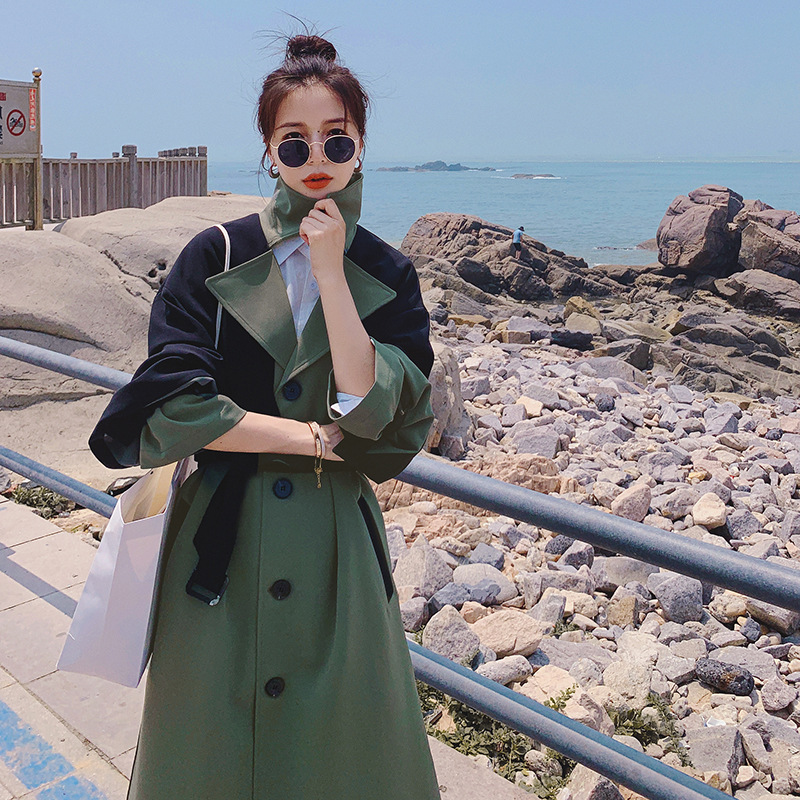 Stitching Mid-length Loose And Slim Coat Jacket