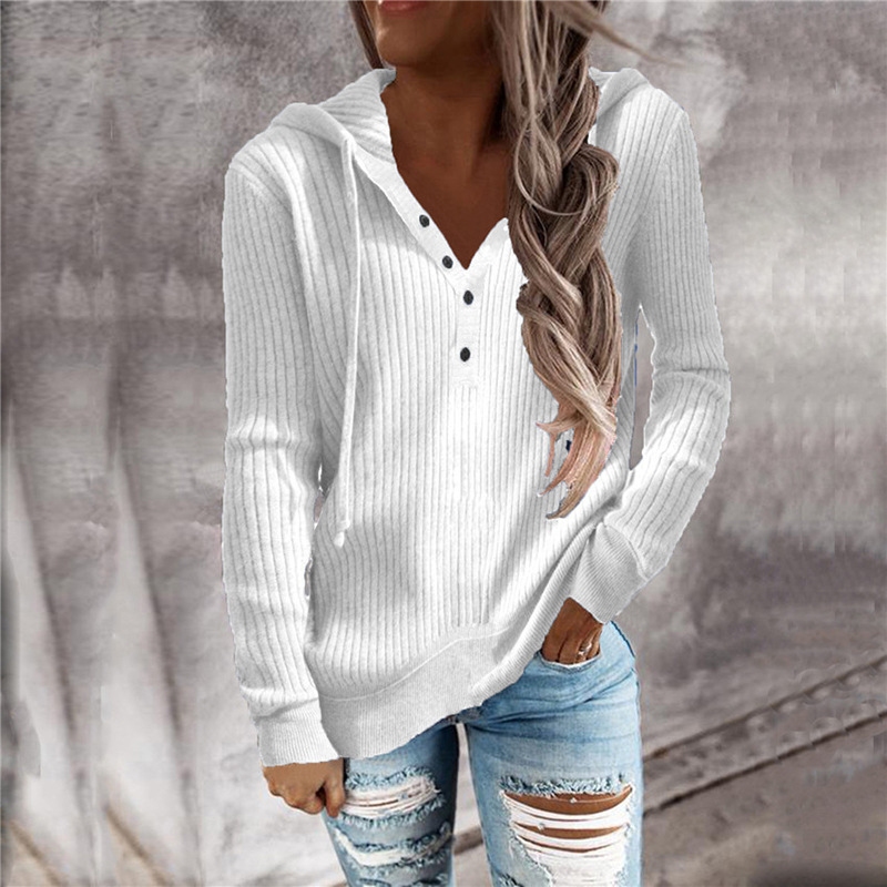 Striped Casual Hooded Loose Knit Long-sleeved Sweater
