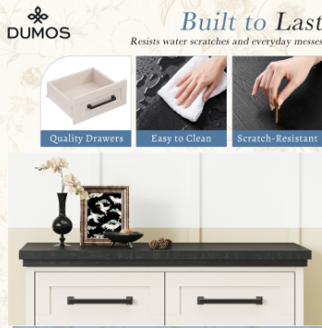 Only Do One Dropshipping Service----Country-style Five-drawer Chest Of Drawers, Black And White Contrasting Solid Wood Drawer Cabinet, Bedroom Storage And Storage Cabinet image 5
