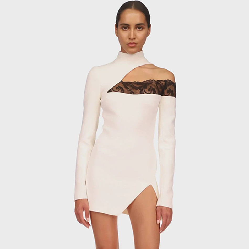 Women's Lace Stitching Tight Bandage Dress