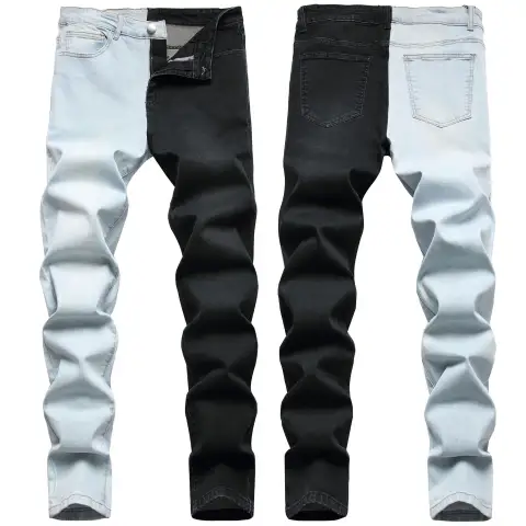 Fashion Stitching Men's Two-color Trend Stretch Jeans for Men