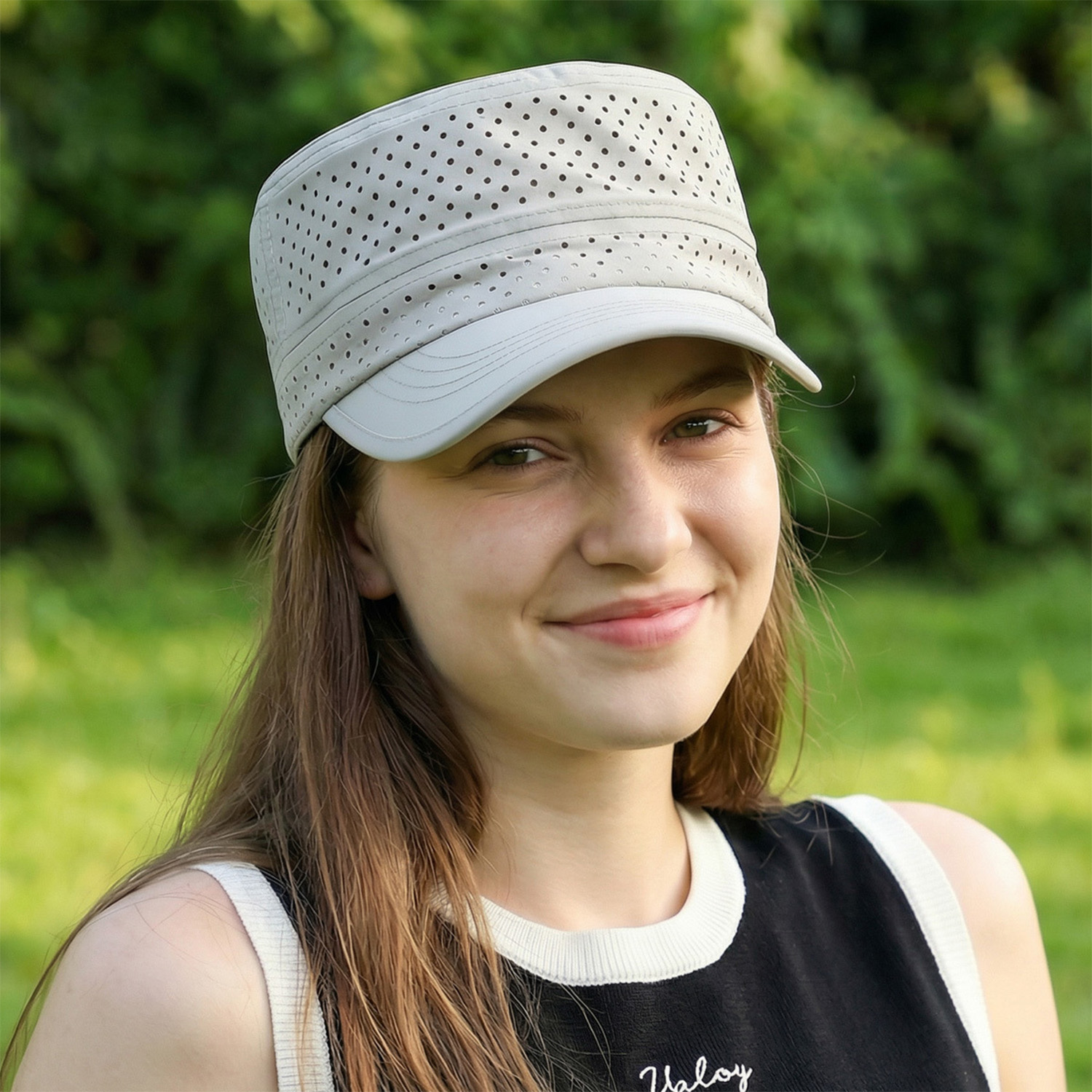 Men's And Women's Solid-color Mesh Breathable Lightweight And Stylish Simple Style Bow-shaped Brimmed Flat-top Hat Suitable For Outdoor Hiking And Daily Outings