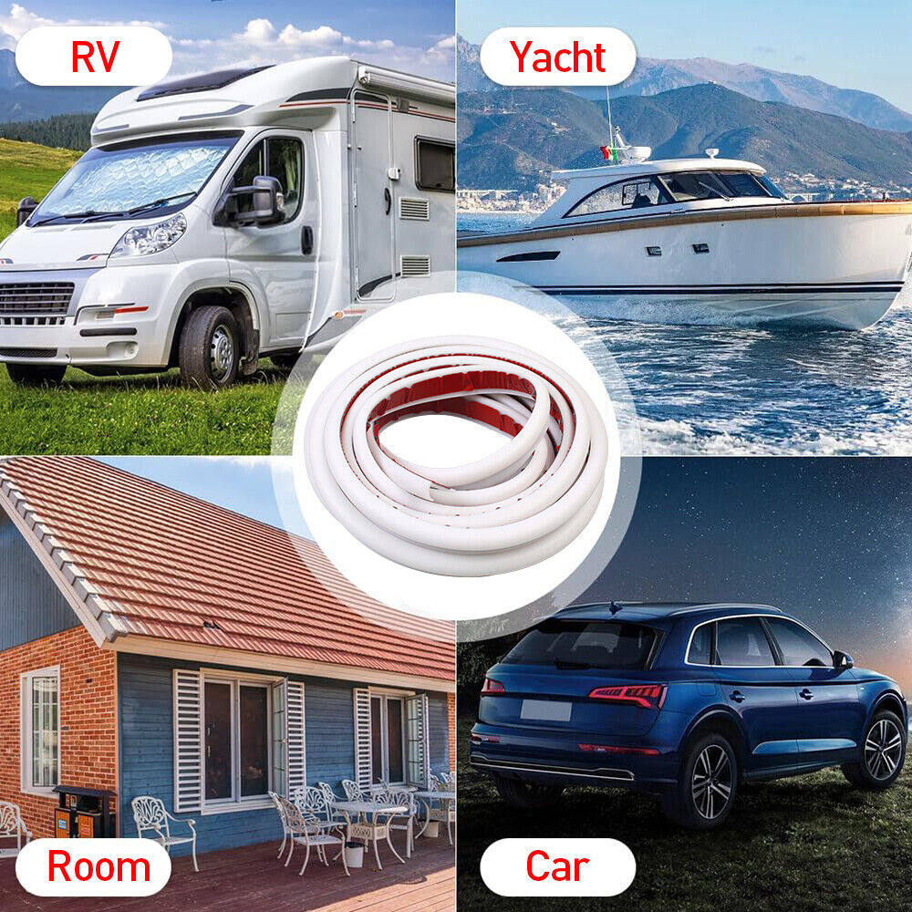 5m J Shape RV Water Guide Strip Gutter Camper Flexible Drip Rail Molding UK — image 3