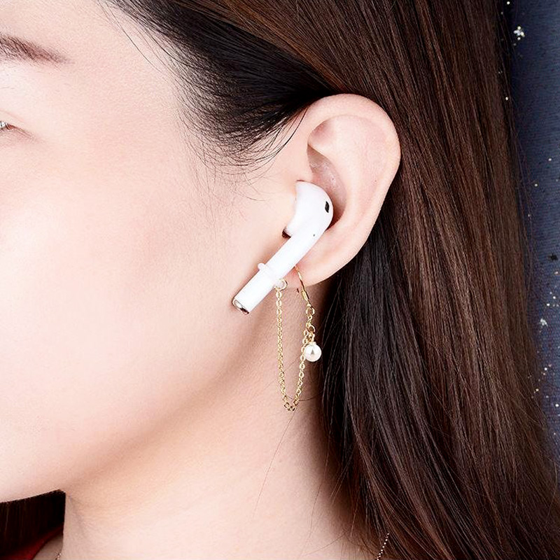Star Pearl Charms Airpods Anti-Lost Chains Earphone Holder Clip Earrings For Women