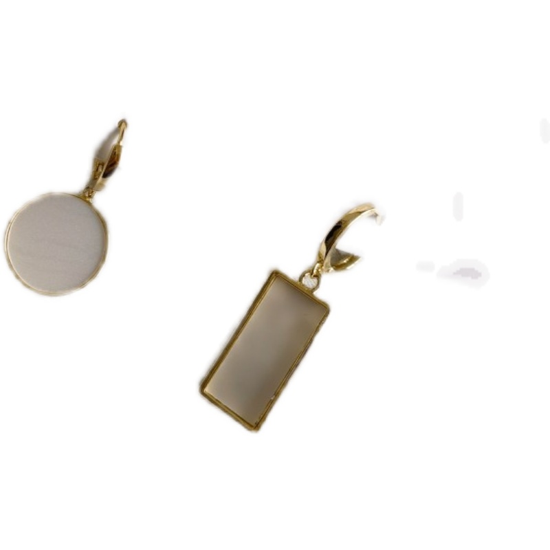 Women's Fashion Shell Asymmetric Round Square Stud Earrings