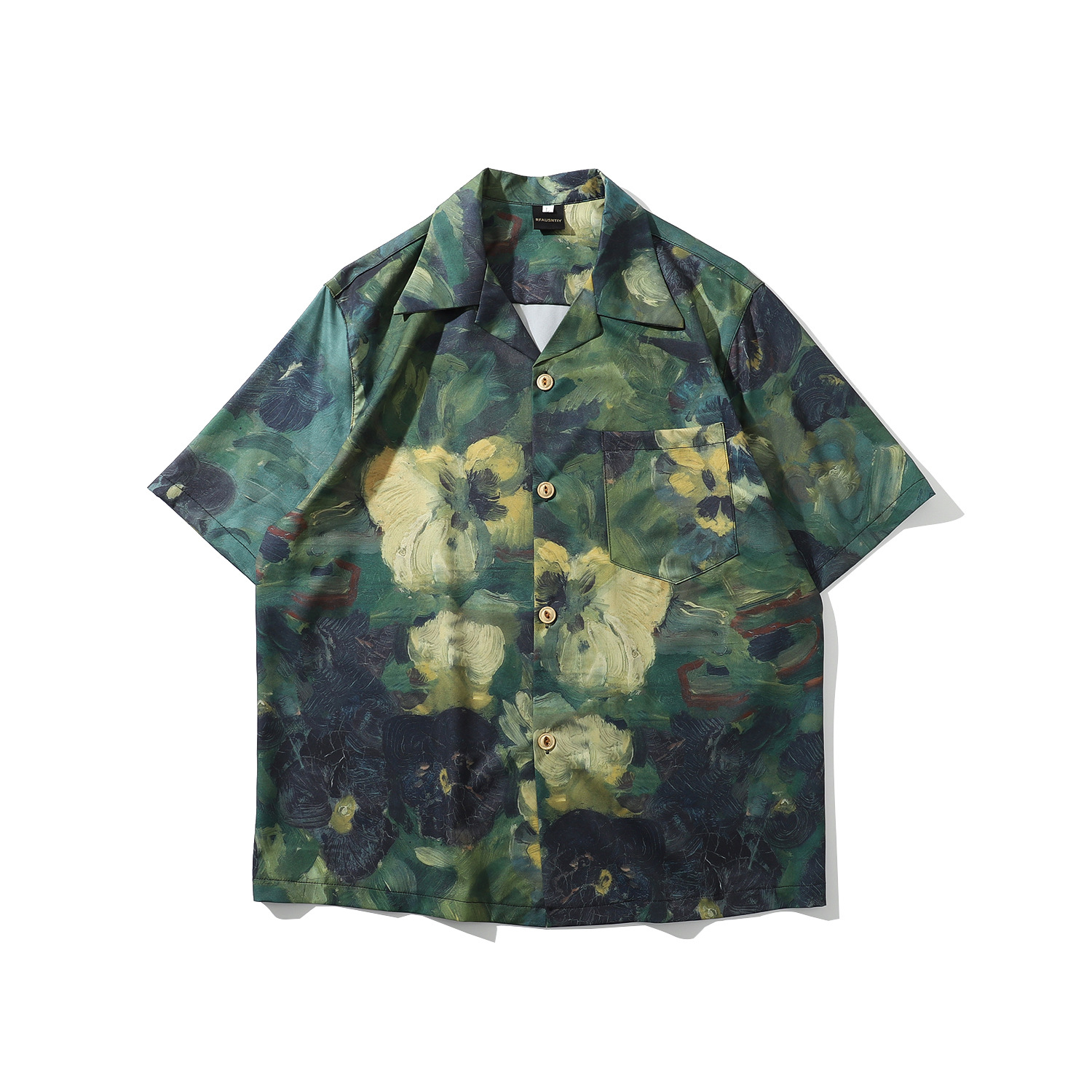 Title 1, Mens Street Retro Hawaiian Full Print Long Sle...