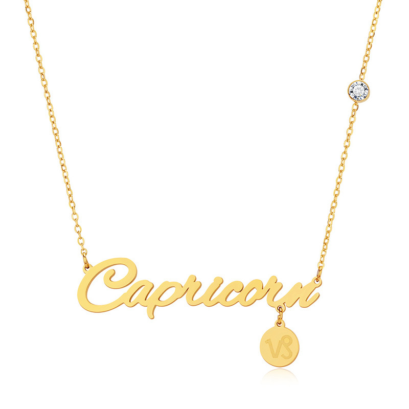 Titanium Steel Diamond Jewelry Twelve Constellation Necklace Pendant Clavicle Chain