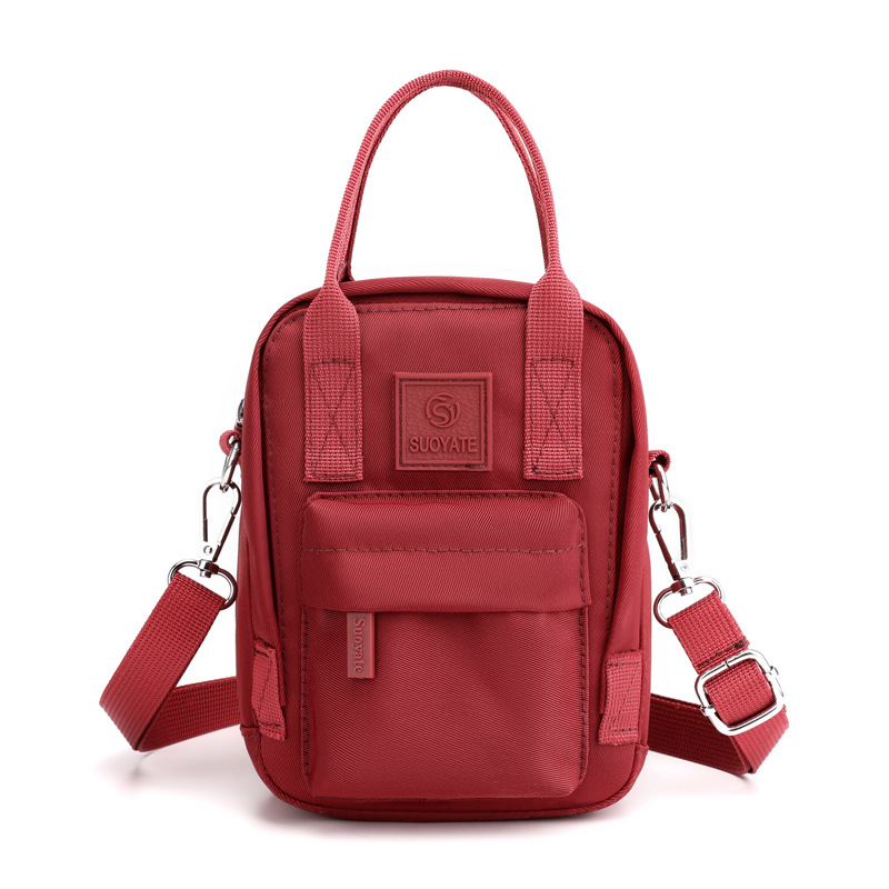 Shoulder Messenger Bag Nylon Cloth Mobile Phone Bag Red - Shop at LoveMi