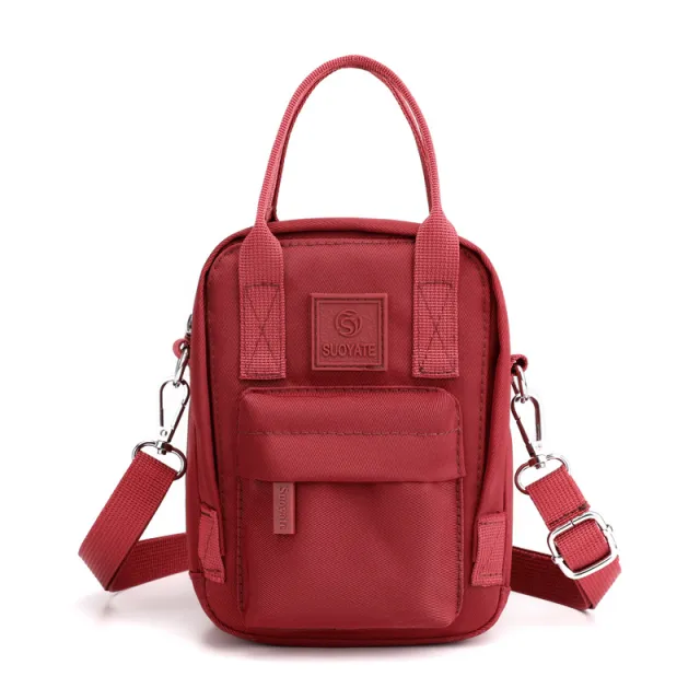 Shoulder Messenger Bag Nylon Cloth Mobile Phone Bag Red - Shop at LoveMi