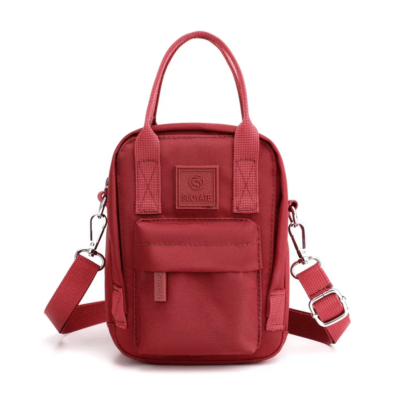 Shoulder Messenger Bag Nylon Cloth Mobile Phone Bag - Red