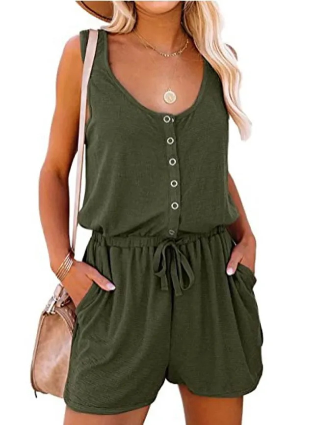 Casual Loose Fitting Wide Leg Shorts With Waistband And Tie Up Army Green - Shop at LoveMi