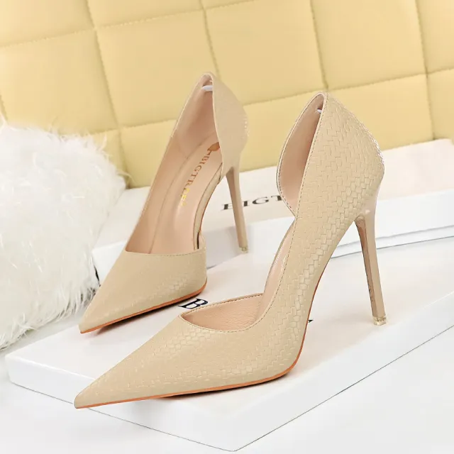 Nightclub Slim Stiletto Super High Heel Pumps Apricot - Shop at LoveMi