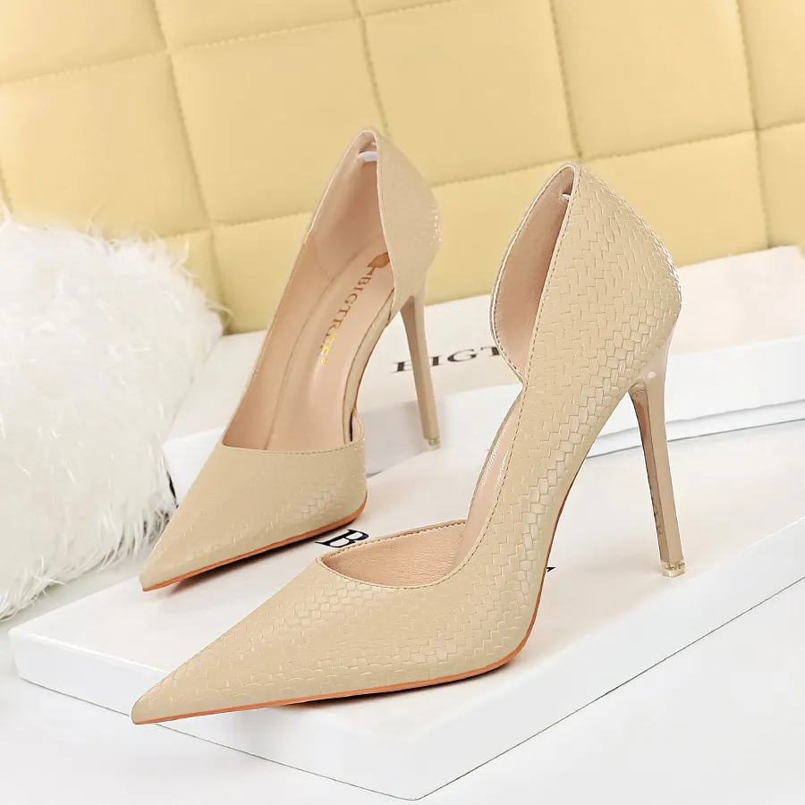 Nightclub Slim Stiletto Super High Heel Pumps - Apricot