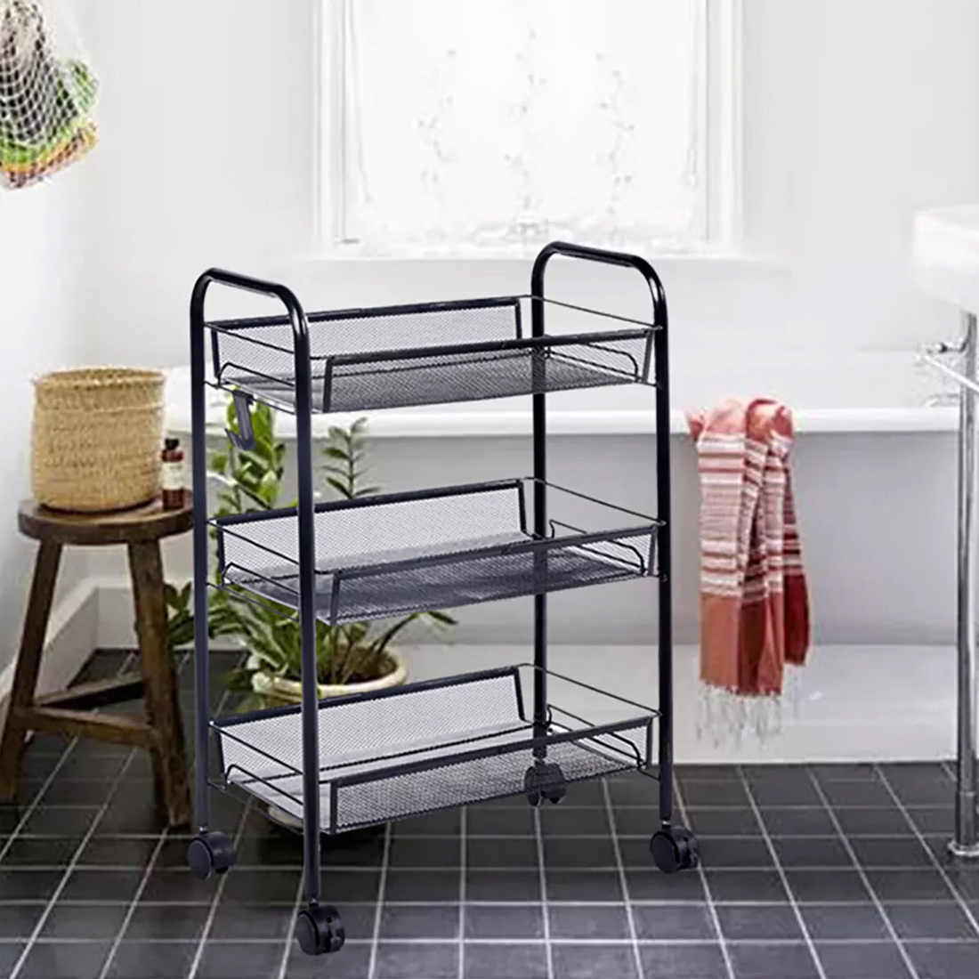UK NEW 3 Tier Storage Trolley Cart On Wheels Kitchen Bathroom Laundry Narrow — image 12