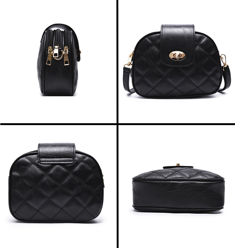 Simple Texture Fashion Rhombus Embroidery Thread Shoulder Bag