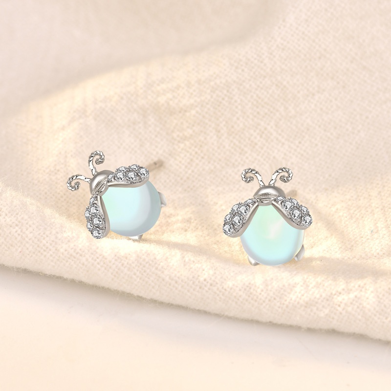 Fengsen Colorful Moonstone Insect Earrings