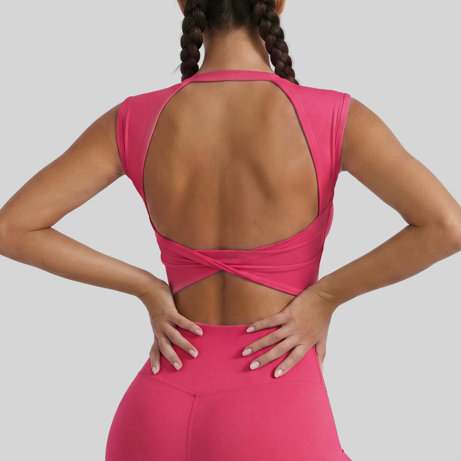 New Hollow Out Twist Tank Sports Bra With Removable Pads, Dopamine Fitness Bra 10