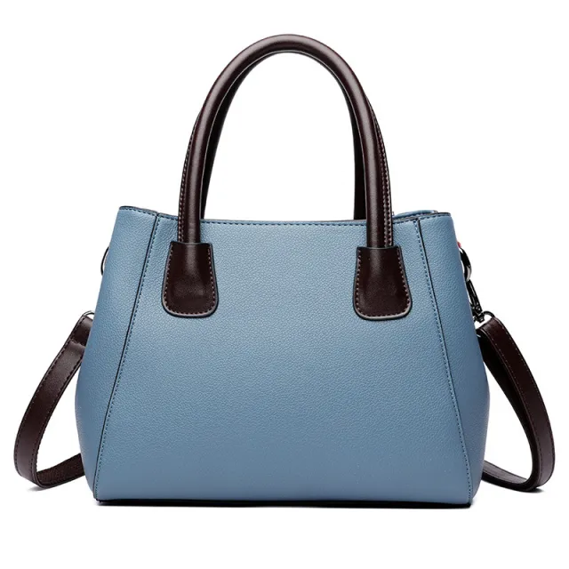 Soft Leather Large capacity One shoulder Messenger Women's Handbag Blue - Shop at LoveMi