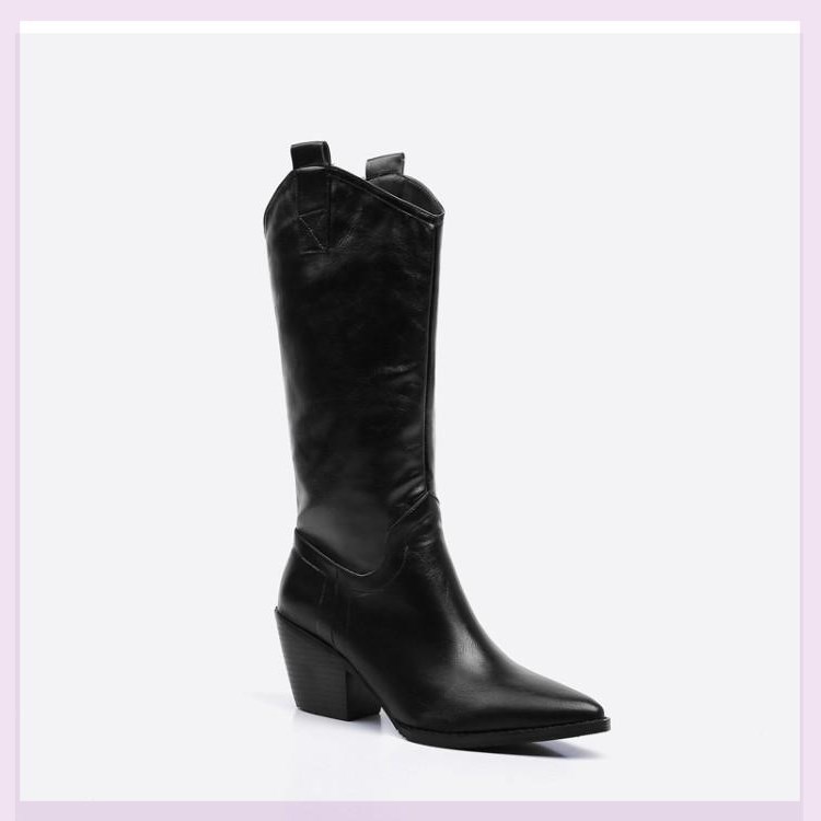 Title 4, Pointed toe thick heel high boots