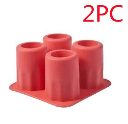 Silicone Ice Maker Mould Bar Party Drink Ice Tray Cool Shape Ice Cube Freeze Mold 4-Cup Ice Mold Cup - Red 2Pc