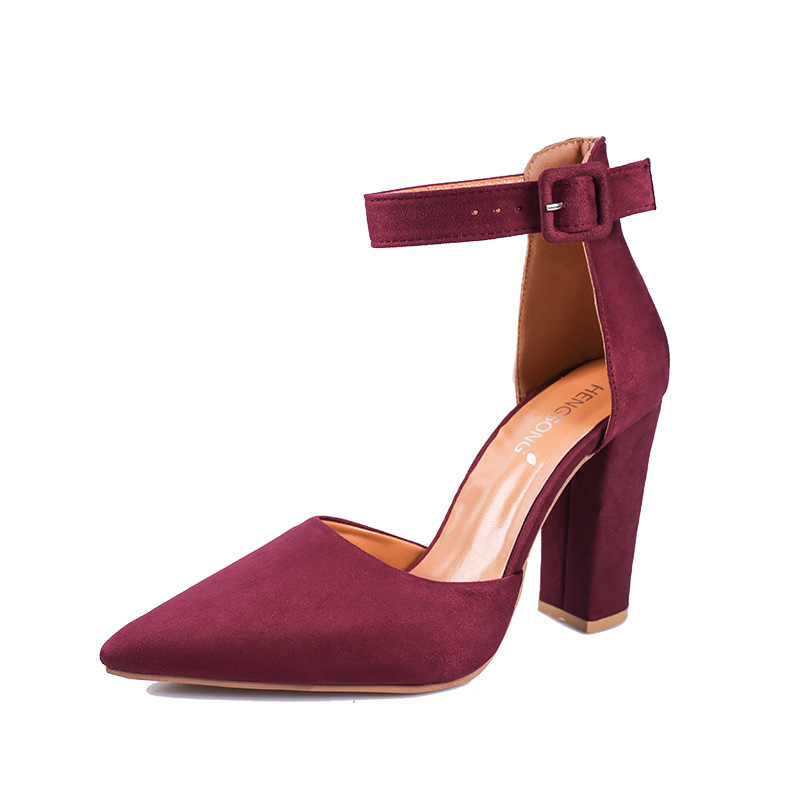 High heel sandals pointed toe buckle hollow sandals