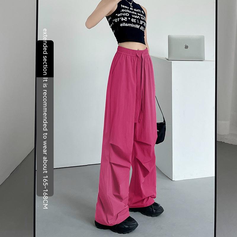 American Straight Pants High Waist Casual Wide Leg Quick-drying Track Pants