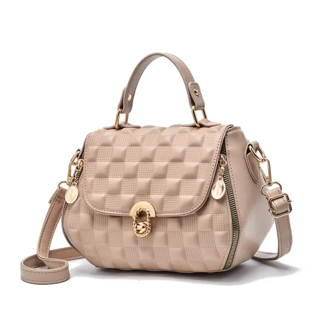 Simple Casual Texture Shoulder Western style Popular Messenger Bag Khaki - Shop at LoveMi