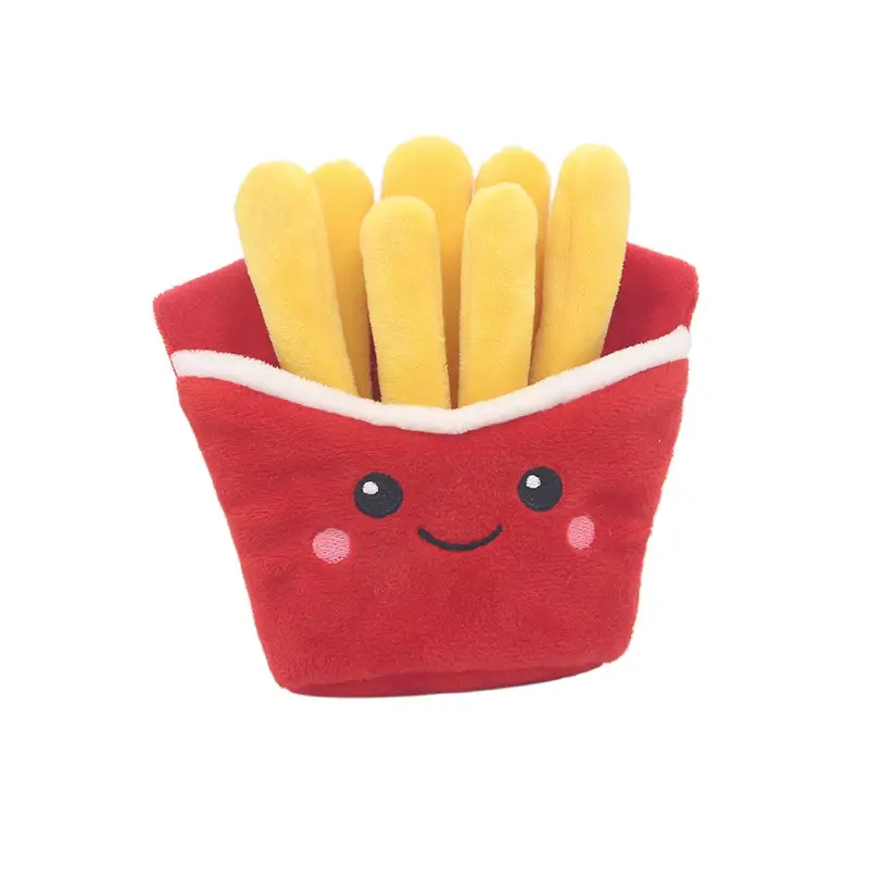 Hamburger Pet Plush Toy Vocal Fries Hamburger Milkshake Cup With BB