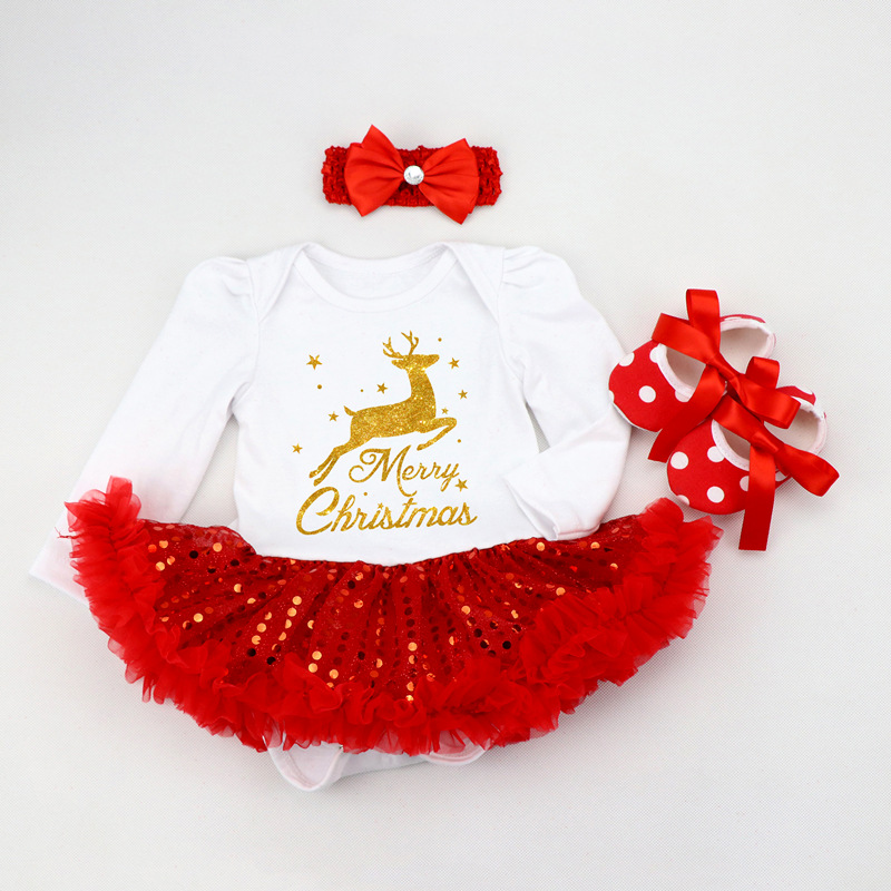 White Red Sequin Flying deer