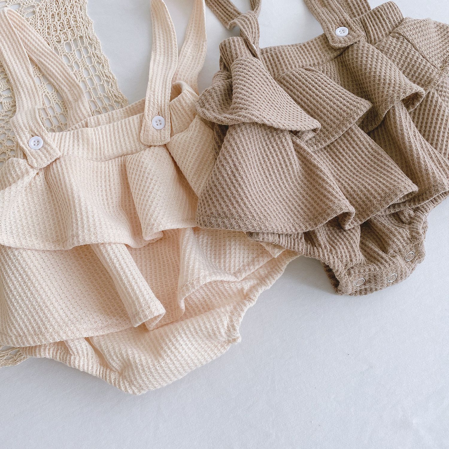 Women's Western Style Pleated Lotus Leaf Sling Romper