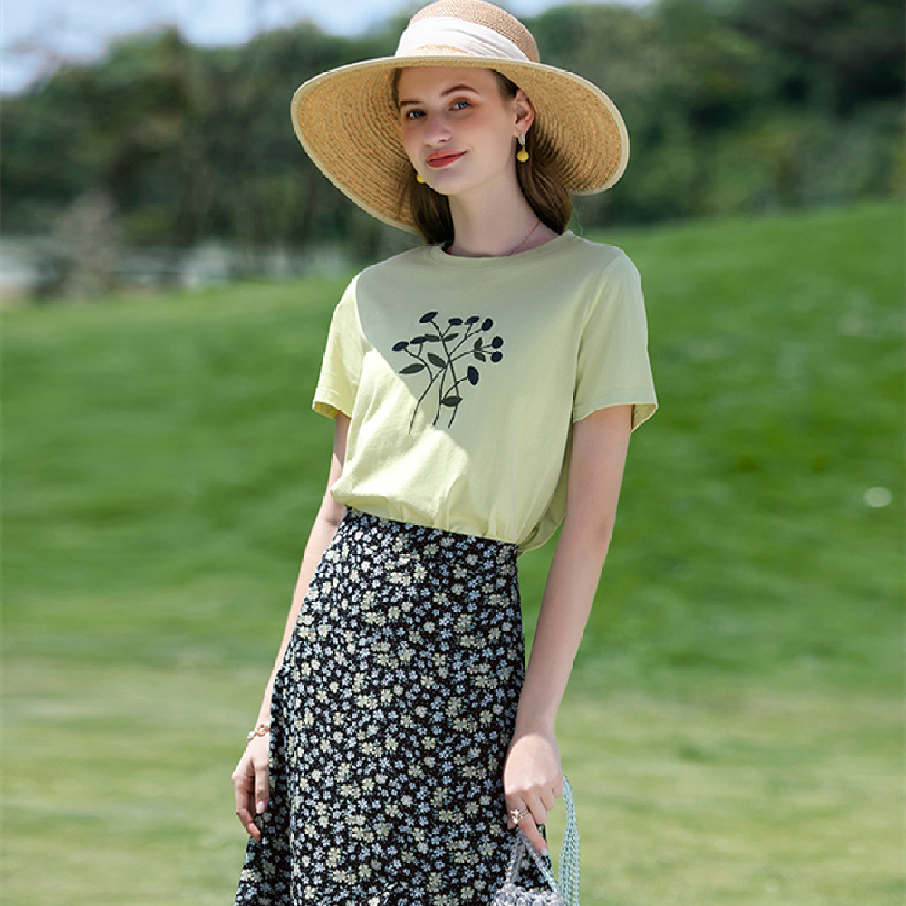 Fashion Cotton Short Sleeve T-shirt Woman