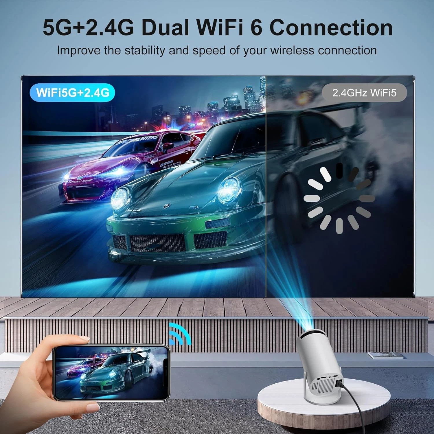 4K 5G Projector Smart HD LED WiFi Bluetooth H DMI USB Android Office Home — image 4