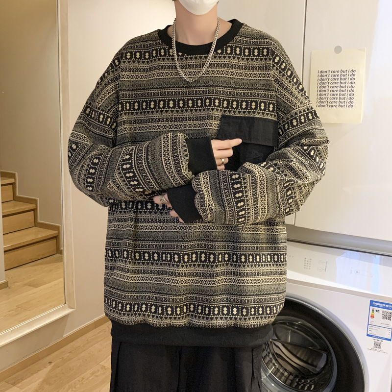 Men's Retro Round Neck Sweatshirt