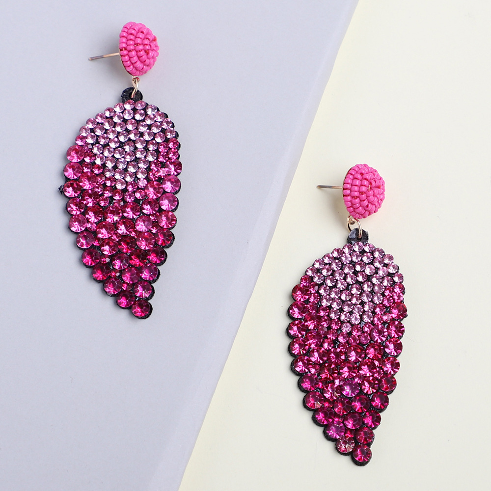 Leaves Full Of Crystal Design Earrings European And American High End Simple Fashion